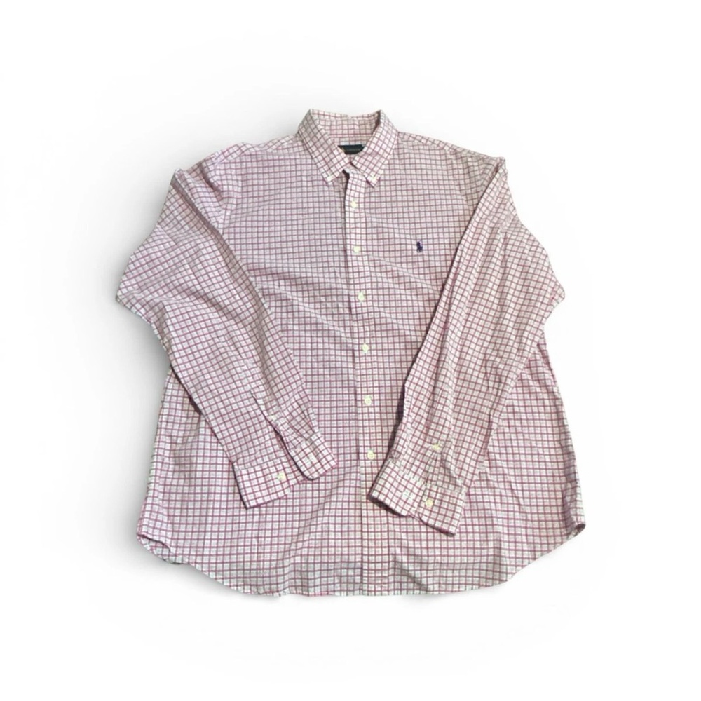 Polo Ralph Lauren Mens XL Pink White Check Button Down Shirt